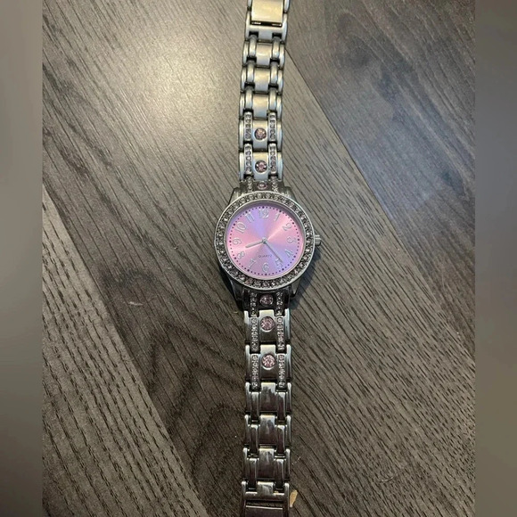 Woman's Pink Rhinestone Quartz Watch - Picture 2 of 2